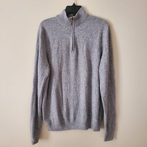 John W. Nordstrom Cashmere Pure Quarter Zip Pullover Grey Sweater Size Large